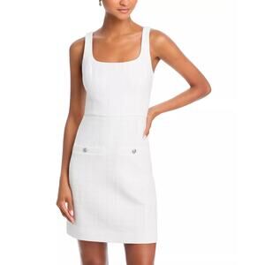 VERONICA BEARD Sabra Cotton-Blend Tweed White Mini Dress